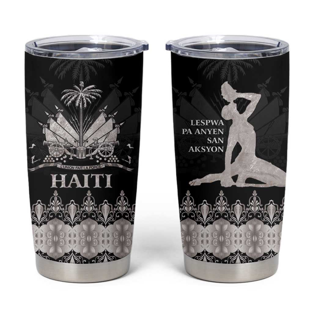 Haiti Neg Marron Silver Tumbler Cup Hope is Nothing Without Action LT01 Silver - Polynesian Pride