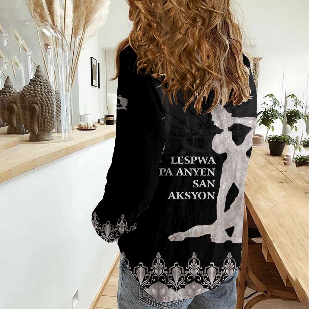 Haiti Neg Marron Silver Women Casual Shirt Hope is Nothing Without Action