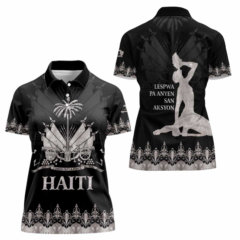 Haiti Neg Marron Silver Women Polo Shirt Hope is Nothing Without Action