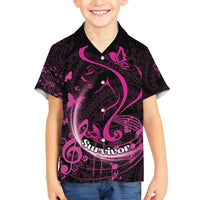 Personalised Survivor Melody Pink Family Matching Long Sleeve Bodycon Dress and Hawaiian Shirt Breast Cancer Polynesian Pattern LT01 Son's Shirt Pink - Polynesian Pride