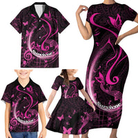 Personalised Survivor Melody Pink Family Matching Short Sleeve Bodycon Dress and Hawaiian Shirt Breast Cancer Polynesian Pattern LT01 - Polynesian Pride
