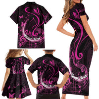 Personalised Survivor Melody Pink Family Matching Short Sleeve Bodycon Dress and Hawaiian Shirt Breast Cancer Polynesian Pattern LT01 - Polynesian Pride