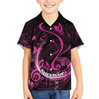 Personalised Survivor Melody Pink Family Matching Short Sleeve Bodycon Dress and Hawaiian Shirt Breast Cancer Polynesian Pattern LT01 Son's Shirt Pink - Polynesian Pride