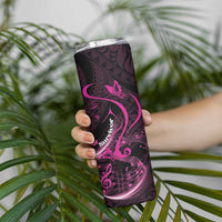 Personalised Survivor Melody Pink Skinny Tumbler Breast Cancer Polynesian Pattern LT01 - Polynesian Pride