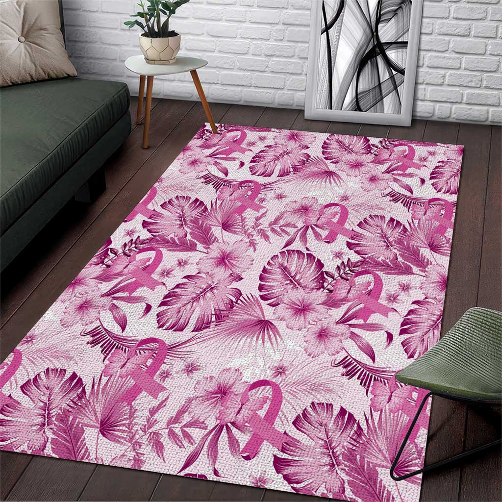 Pink Ribbon Hibiscus Tropical Pattern Area Rug Breast Cancer LT01 Pink - Polynesian Pride