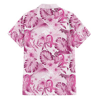 Pink Ribbon Hibiscus Tropical Pattern Family Matching Tank Maxi Dress and Hawaiian Shirt Breast Cancer LT01 - Polynesian Pride