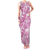 Pink Ribbon Hibiscus Tropical Pattern Family Matching Tank Maxi Dress and Hawaiian Shirt Breast Cancer LT01 Mom's Dress Pink - Polynesian Pride