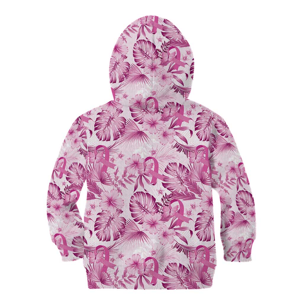 Pink Ribbon Hibiscus Tropical Pattern Kid Hoodie Breast Cancer LT01 - Polynesian Pride