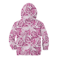 Pink Ribbon Hibiscus Tropical Pattern Kid Hoodie Breast Cancer LT01 - Polynesian Pride
