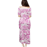 Pink Ribbon Hibiscus Tropical Pattern Puletasi Breast Cancer