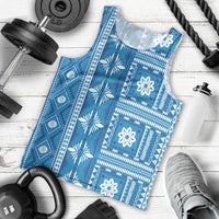 Fiji Masi All Blue Men Tank Top Tapa Pattern - Polynesian Pride