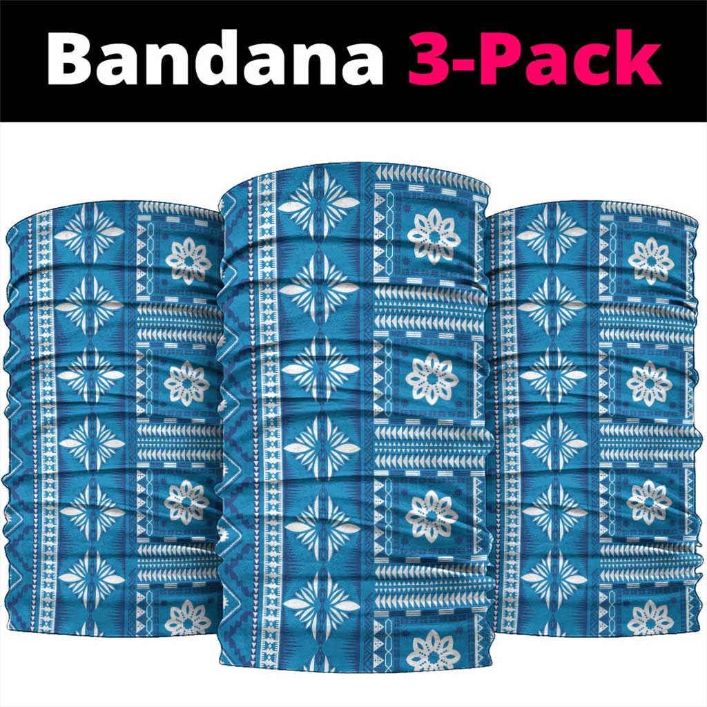 Fiji Masi All Blue Neck Gaiter Tapa Pattern - Polynesian Pride