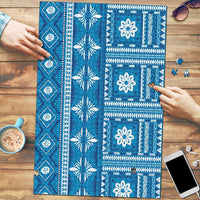 Fiji Masi All Blue Puzzle Tapa Pattern LT01 Blue - Polynesian Pride