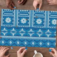 Fiji Masi All Blue Puzzle Tapa Pattern LT01 - Polynesian Pride