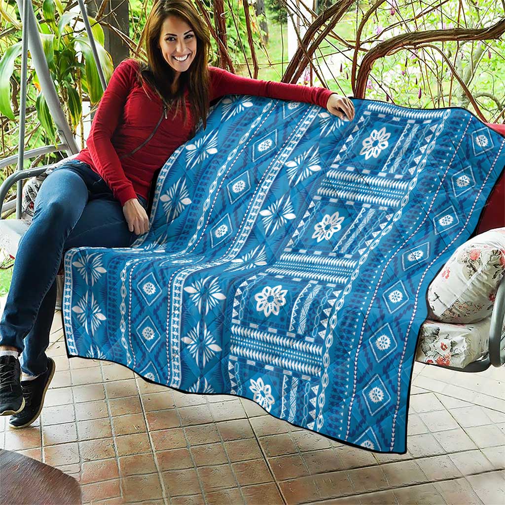 Fiji Masi All Blue Quilt Tapa Pattern - Polynesian Pride