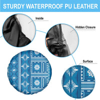Fiji Masi All Blue Spare Tire Cover Tapa Pattern - Polynesian Pride