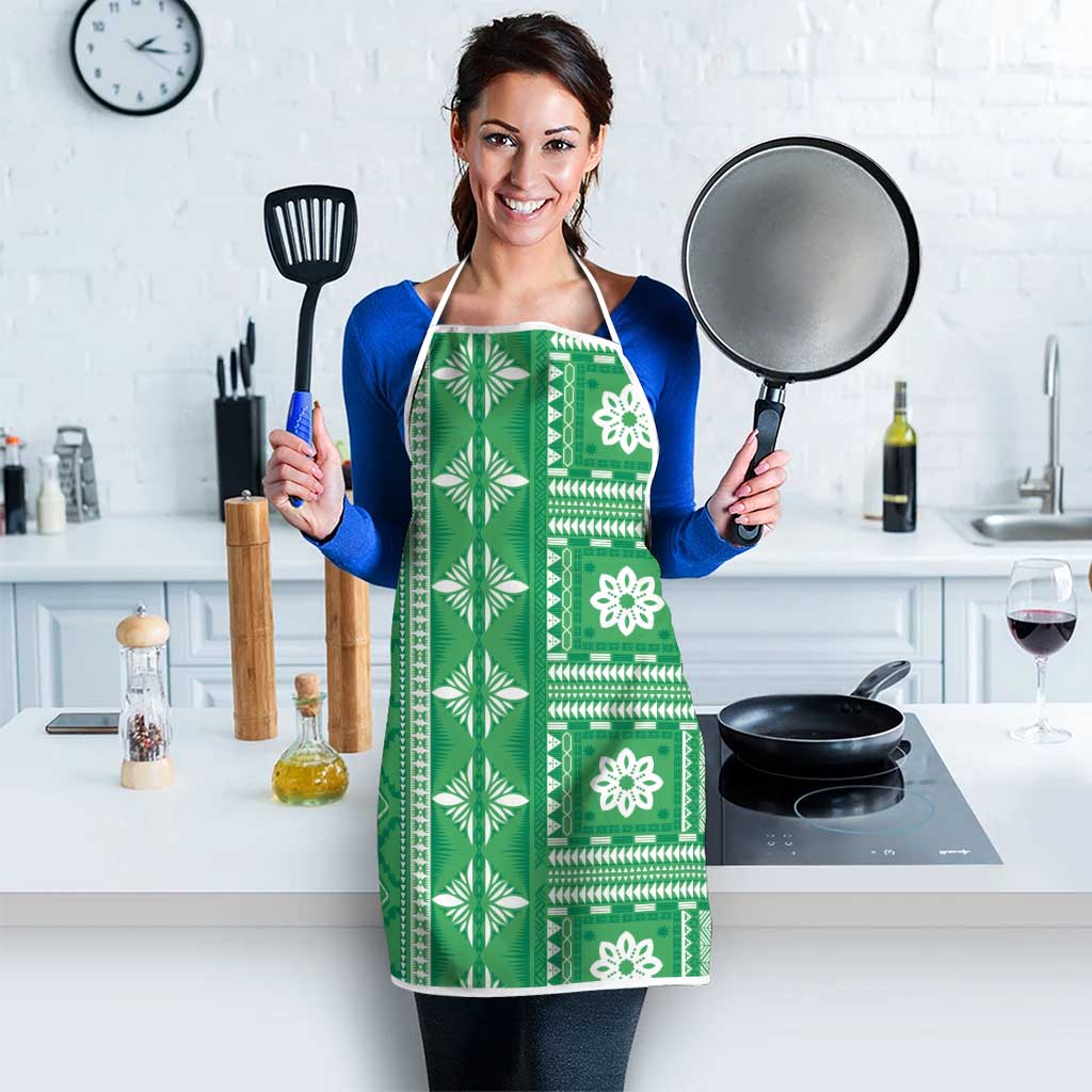Fiji Masi All Green Apron Tapa Pattern - Polynesian Pride