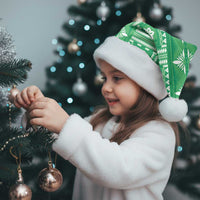 Fiji Masi All Green Christmas Santa Hat Tapa Pattern - Polynesian Pride