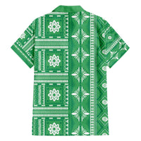 Fiji Masi All Green Family Matching Long Sleeve Bodycon Dress and Hawaiian Shirt Tapa Pattern - Polynesian Pride