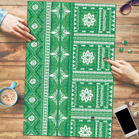 Fiji Masi All Green Puzzle Tapa Pattern LT01 Green - Polynesian Pride