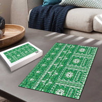 Fiji Masi All Green Puzzle Tapa Pattern LT01 - Polynesian Pride
