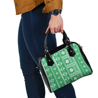 Fiji Masi All Green Shoulder Handbag Tapa Pattern - Polynesian Pride