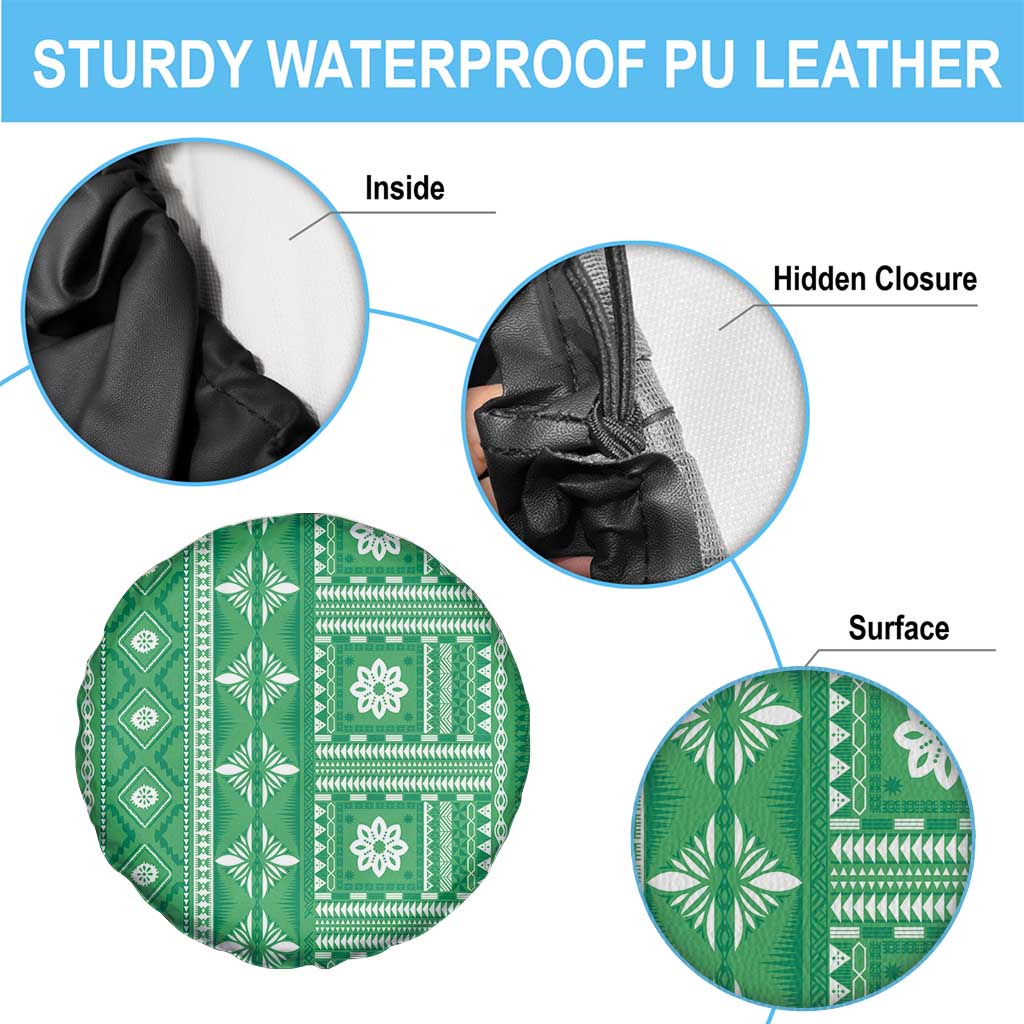 Fiji Masi All Green Spare Tire Cover Tapa Pattern - Polynesian Pride