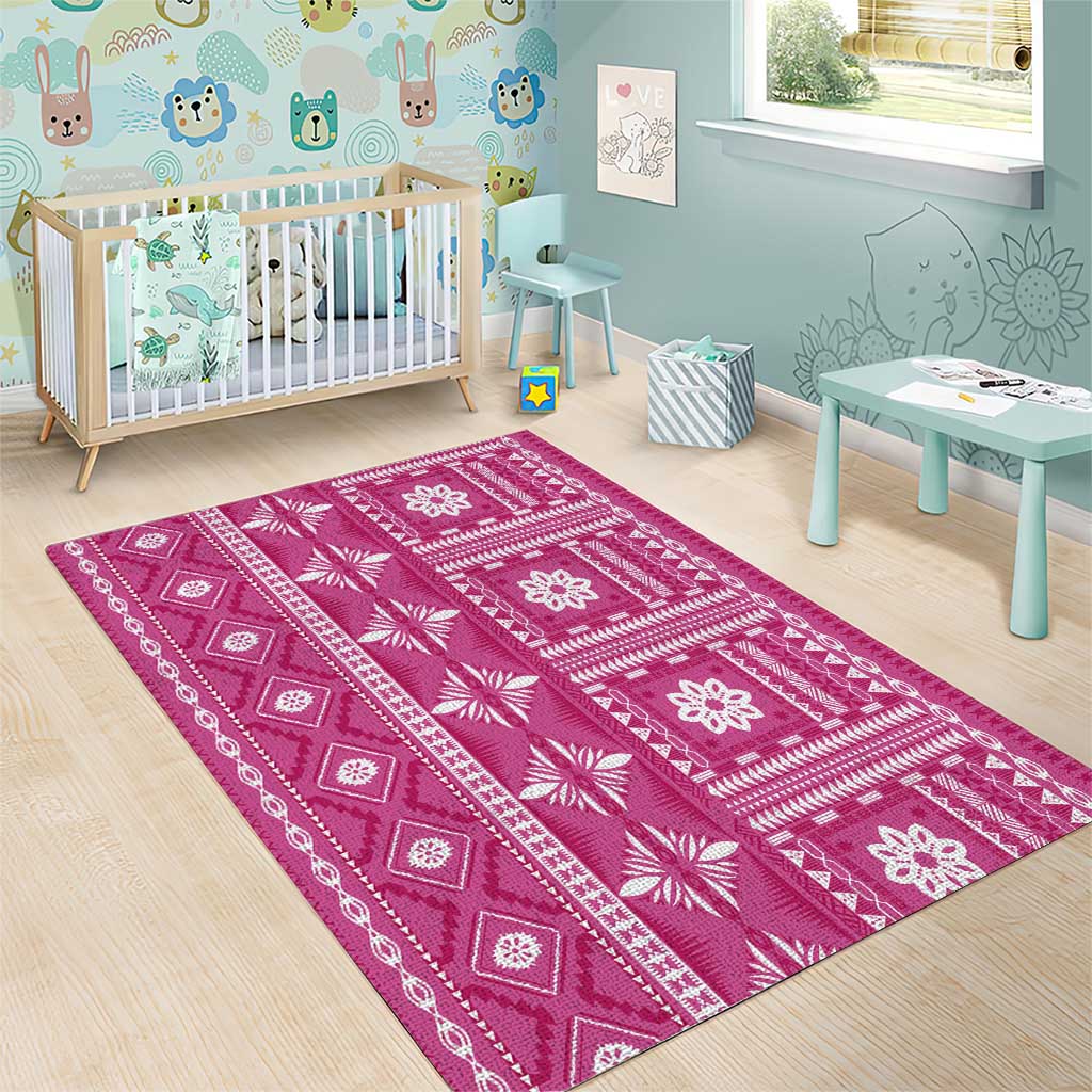 Fiji Masi All Pink Area Rug Tapa Pattern - Polynesian Pride