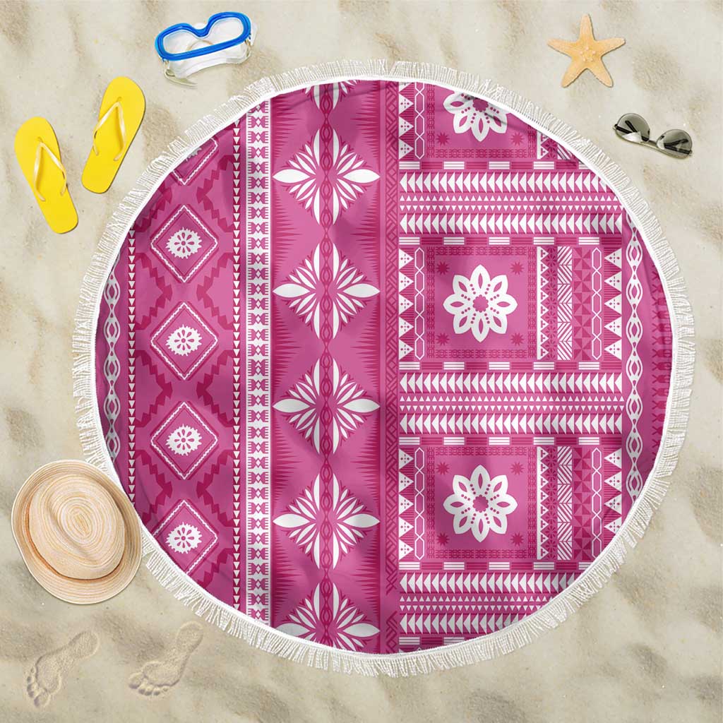 Fiji Masi All Pink Beach Blanket Tapa Pattern LT01 One Size 150cm Pink - Polynesian Pride
