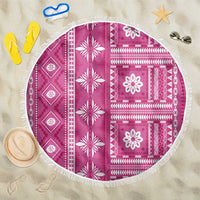 Fiji Masi All Pink Beach Blanket Tapa Pattern LT01 One Size 150cm Pink - Polynesian Pride