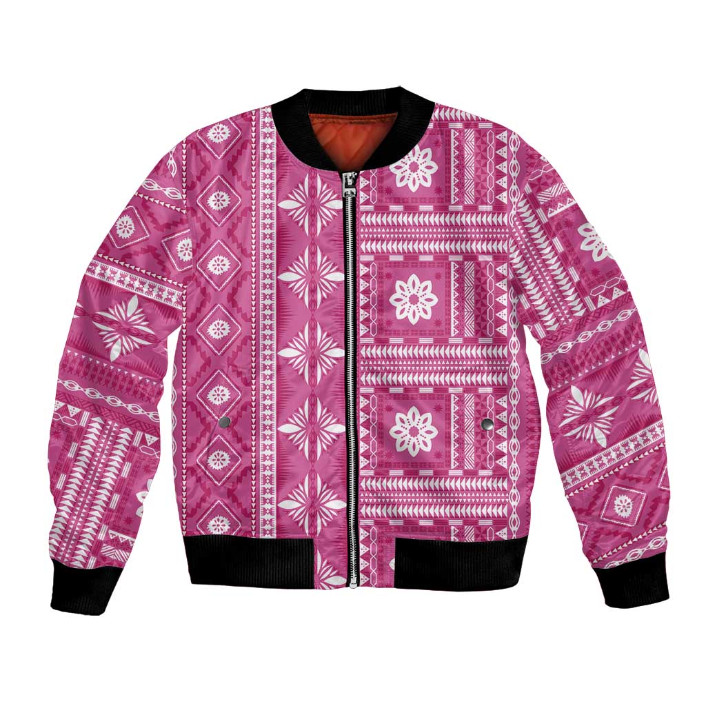 Fiji Masi All Pink Bomber Jacket Tapa Pattern LT01 Unisex Pink - Polynesian Pride
