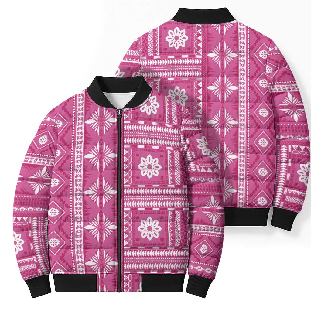 Fiji Masi All Pink Bomber Puffer Jacket Tapa Pattern LT01 - Polynesian Pride