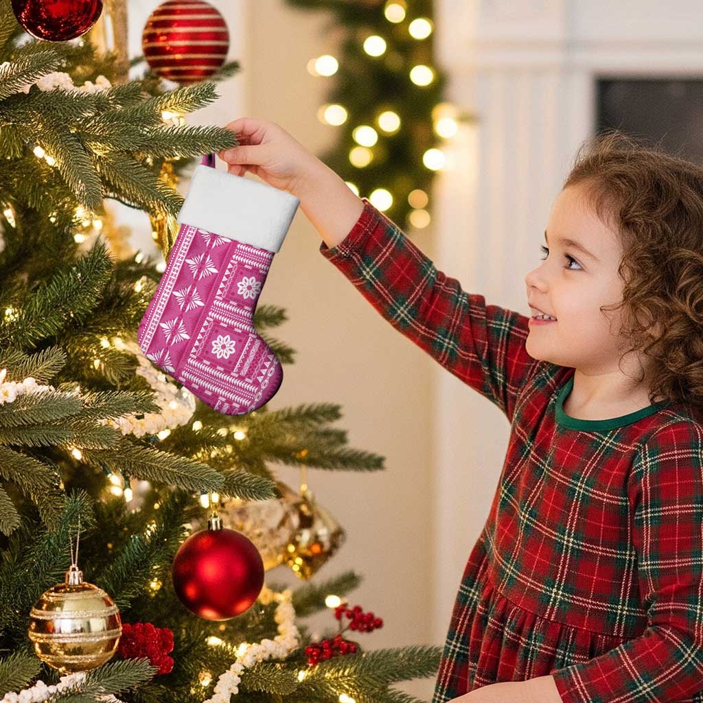 Fiji Masi All Pink Christmas Stocking Tapa Pattern - Polynesian Pride