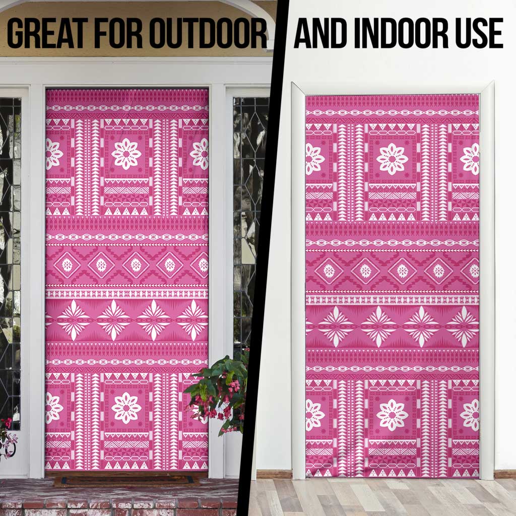 Fiji Masi All Pink Door Cover Tapa Pattern - Polynesian Pride