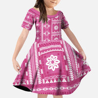 Fiji Masi All Pink Family Matching Mermaid Dress and Hawaiian Shirt Tapa Pattern - Polynesian Pride