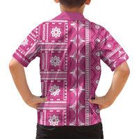 Fiji Masi All Pink Family Matching Off Shoulder Short Dress and Hawaiian Shirt Tapa Pattern - Polynesian Pride