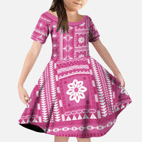 Fiji Masi All Pink Family Matching Puletasi and Hawaiian Shirt Tapa Pattern - Polynesian Pride