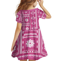 Fiji Masi All Pink Family Matching Tank Maxi Dress and Hawaiian Shirt Tapa Pattern - Polynesian Pride