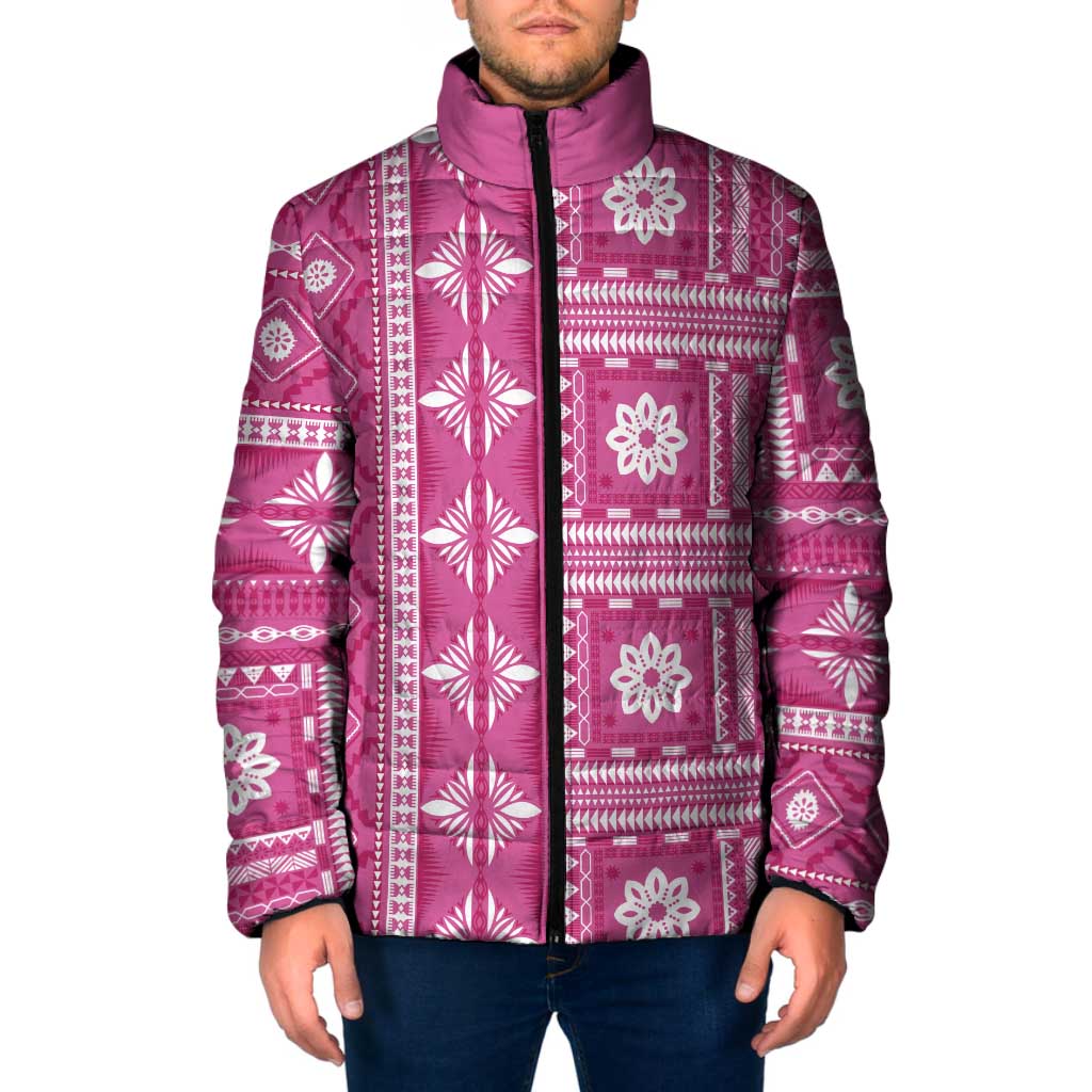 Fiji Masi All Pink Padded Jacket Tapa Pattern LT01 Men Pink - Polynesian Pride