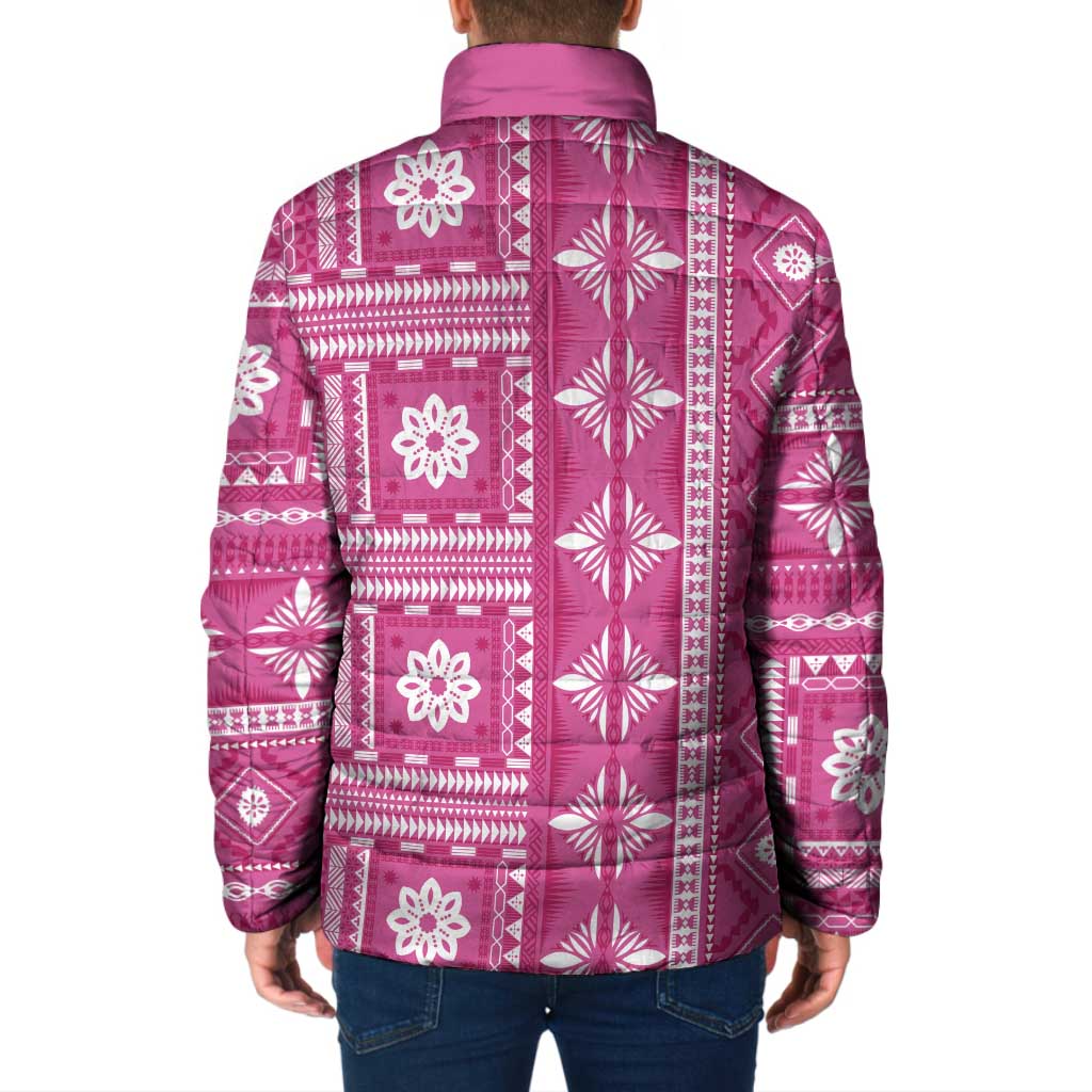 Fiji Masi All Pink Padded Jacket Tapa Pattern LT01 - Polynesian Pride