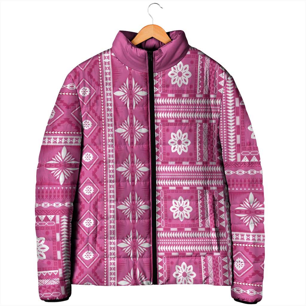 Fiji Masi All Pink Padded Jacket Tapa Pattern LT01 - Polynesian Pride