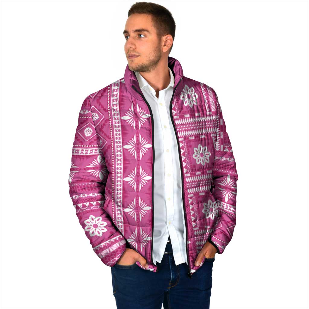 Fiji Masi All Pink Padded Jacket Tapa Pattern LT01 - Polynesian Pride
