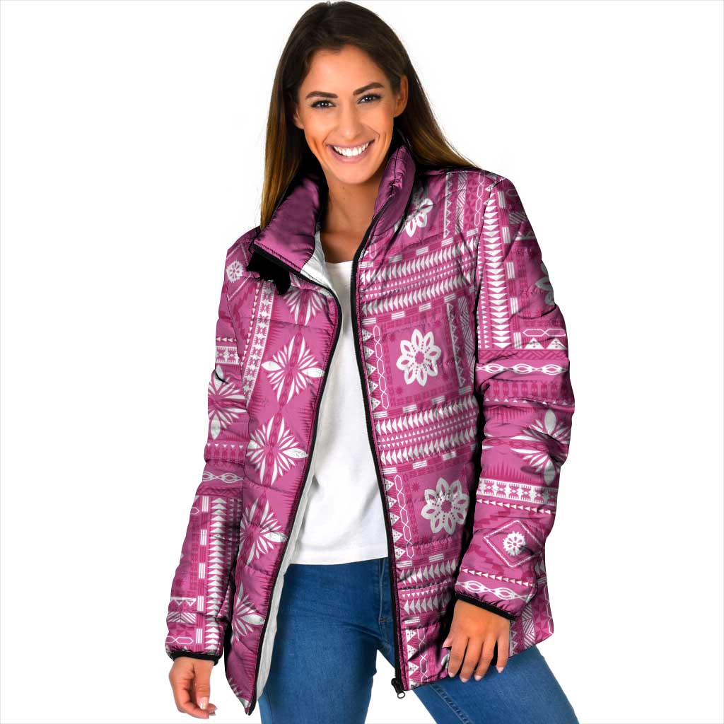 Fiji Masi All Pink Padded Jacket Tapa Pattern LT01 Women Pink - Polynesian Pride