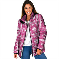 Fiji Masi All Pink Padded Jacket Tapa Pattern LT01 Women Pink - Polynesian Pride