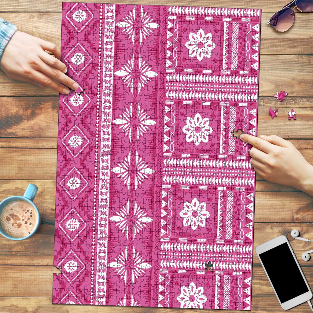 Fiji Masi All Pink Puzzle Tapa Pattern LT01 Pink - Polynesian Pride