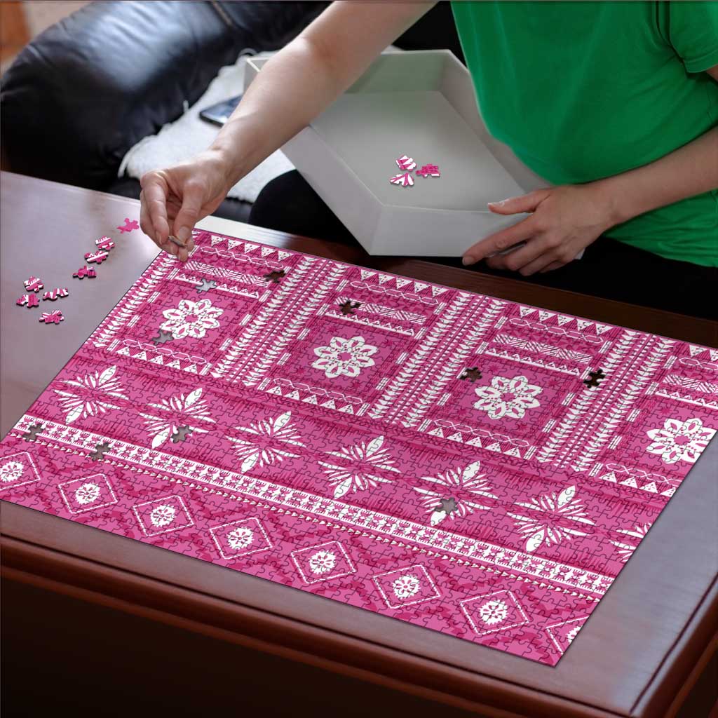 Fiji Masi All Pink Puzzle Tapa Pattern LT01 - Polynesian Pride