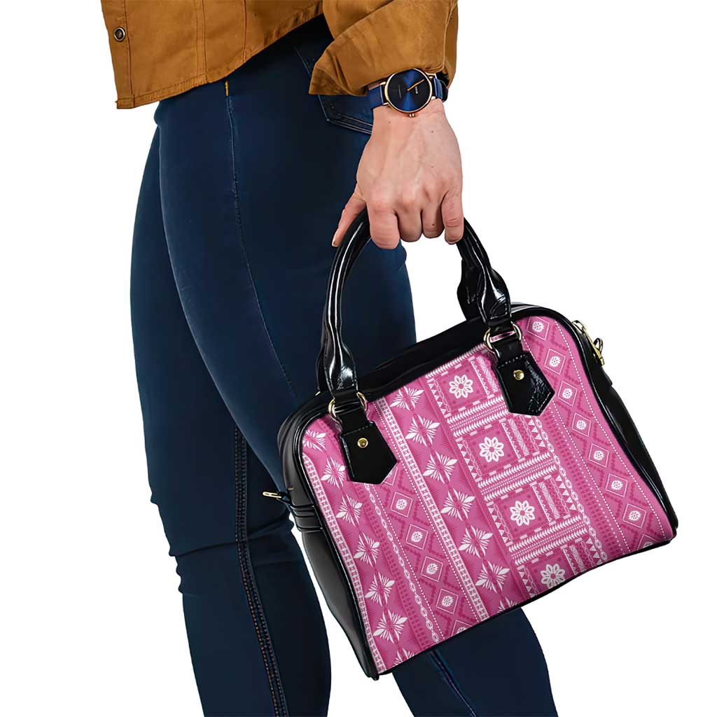 Fiji Masi All Pink Shoulder Handbag Tapa Pattern - Polynesian Pride