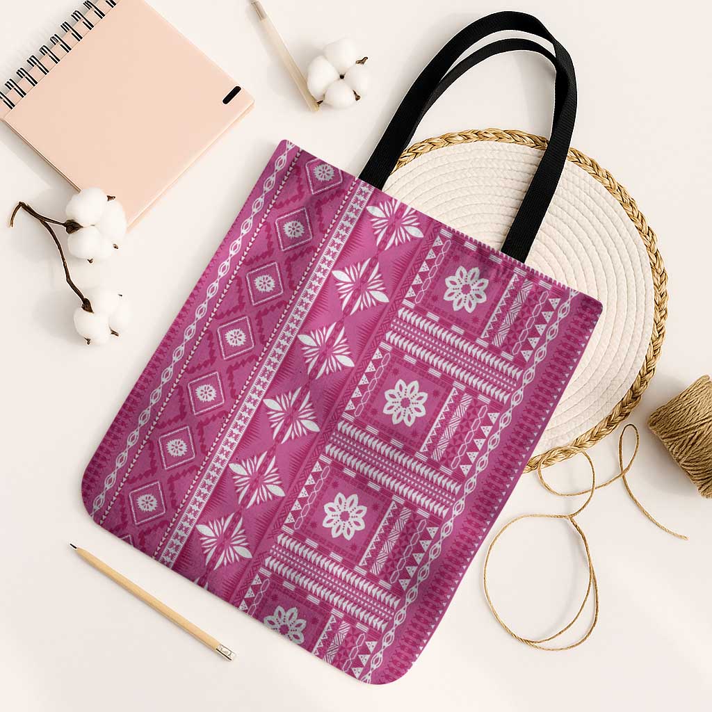 Fiji Masi All Pink Tote Bag Tapa Pattern - Polynesian Pride