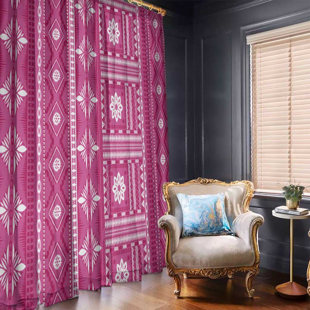 Fiji Masi All Pink Window Curtain Tapa Pattern - Polynesian Pride