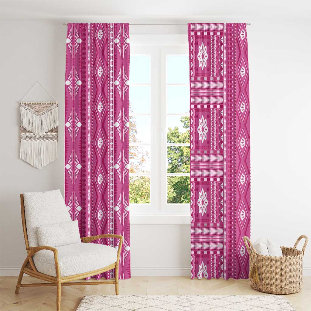Fiji Masi All Pink Window Curtain Tapa Pattern - Polynesian Pride